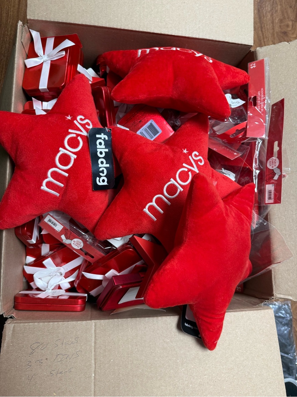 4 Macy's Red Stars, 80 star gift card holders, 30 tin gift card holders. All new